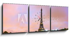 Obraz s hodinami 3D tdln - 150 x 50 cm F_BM73567490 - Paris cityscape with Eiffel tower