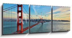 Obraz s hodinami   Golden Gate Bridge, 150 x 50 cm