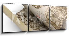 Obraz s hodinami 3D tdln - 150 x 50 cm F_BM74160491 - Carta pergamena papiro disegni antichi