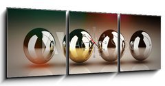 Obraz s hodinami 3D tdln - 150 x 50 cm F_BM74875228 - Leadership concept with golden sphere and many chrome spheres - Vedouc koncept se zlatou koul a mnoha chromovmi kulikami