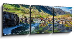 Obraz s hodinami   Glencoe Mountain in Scotland, 150 x 50 cm