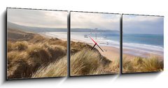 Obraz s hodinami 3D tdln - 150 x 50 cm F_BM75128584 - Sand Dunes and Woolacombe Beach