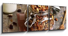 Obraz s hodinami 3D tdln - 150 x 50 cm F_BM75130812 - Granola in a glass jar.