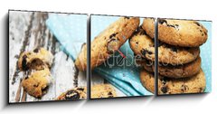 Obraz s hodinami   Chocolate cookies on wooden table, 150 x 50 cm