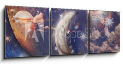 Obraz s hodinami 3D tdln - 150 x 50 cm F_BM76288631 - Dark galaxy - Tmav galaxie