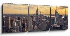 Obraz s hodinami   Sunset on Manhattan, 150 x 50 cm