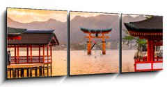 Obraz s hodinami 3D tdln - 150 x 50 cm F_BM77248039 - Miyajima Torii gate, Japan.