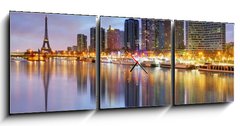 Obraz s hodinami 3D tdln - 150 x 50 cm F_BM78160118 - Paris skyline with Eiffel tower in background