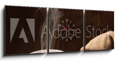 Obraz s hodinami   Coffee, 150 x 50 cm