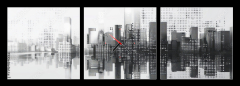 Obraz s hodinami 3D tdln - 150 x 50 cm F_BM796484552 - Digital cityscape with dots creating modern urban skyline