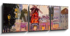 Obraz s hodinami 3D tdln - 150 x 50 cm F_BM79670064 - Oil painting cityscape