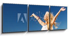 Obraz s hodinami 3D tdln - 150 x 50 cm F_BM79888302 - beautiful woman enjoying summer outdoors