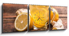 Obraz s hodinami 3D tdln - 150 x 50 cm F_BM80005976 - Ginger tea