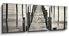 Obraz s hodinami 3D tdln - 150 x 50 cm F_BM80039561 - old wooden jetty