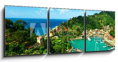 Obraz s hodinami   Portofino village on Ligurian coast, Italy, 150 x 50 cm