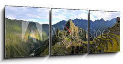 Obraz s hodinami 3D tdln - 150 x 50 cm F_BM80255098 - Panorama of Machu Picchu, lost Inca city in the Andes, Peru