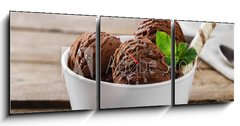 Obraz s hodinami 3D tdln - 150 x 50 cm F_BM80747406 - ball coffee chocolate ice cream in a bowl - koule zmrzlina v kvov okold v misce