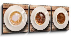 Obraz s hodinami 3D tdln - 150 x 50 cm F_BM80914865 - tris di caff su fondo legno