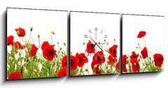 Obraz s hodinami 3D tdln - 150 x 50 cm F_BM81019876 - red poppy