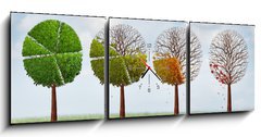 Obraz s hodinami   Market Share Decline, 150 x 50 cm