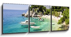 Obraz s hodinami 3D tdln - 150 x 50 cm F_BM81981240 - beach in Brela to Makarska Riviera, Dalmatia, Croatia - pl v Brela na Makarsk rivie, Dalmcie, Chorvatsko