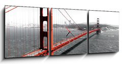 Obraz s hodinami 3D tdln - 150 x 50 cm F_BM82486303 - Golden Gate Bridge Red Pop on B&W