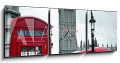 Obraz s hodinami   London street, 150 x 50 cm