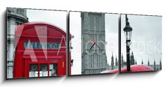 Obraz s hodinami 3D tdln - 150 x 50 cm F_BM83058007 - London street - Londnsk ulice