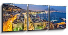 Obraz s hodinami   Naples, Italy, view of the bay and Vesuvius Volcano by night, from Posillipo, 150 x 50 cm