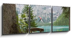 Obraz s hodinami 3D tdln - 150 x 50 cm F_BM8591433 - Veduta seduta sul lago