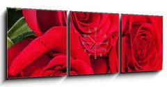 Obraz s hodinami 3D tdln - 150 x 50 cm F_BM86423669 - Bouquet of red roses on the old boards