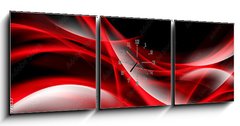 Obraz s hodinami 3D tdln - 150 x 50 cm F_BM87077837 - Creative Art Red Light Fractal Waves Abstract Background