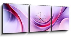 Obraz s hodinami 3D třídílný - 150 x 50 cm F_BM87209773 - Purple Abstract Waves Art Composition Background