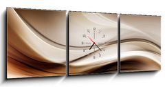 Obraz s hodinami 3D tdln - 150 x 50 cm F_BM87209939 - Gold Abstract Wave Art Composition Background