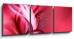 Obraz s hodinami 3D tdln - 150 x 50 cm F_BM88531089 - abstract art red waves background - abstraktn umn erven vlny pozad
