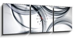 Obraz s hodinami 3D tdln - 150 x 50 cm F_BM89214074 - gray chaos modern wave background