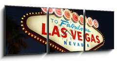 Obraz s hodinami   Welcome To Las Vegas neon sign at night, 150 x 50 cm