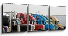 Obraz s hodinami 3D tdln - 150 x 50 cm F_BM90724354 - Semi Trucks