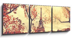Obraz s hodinami 3D tdln - 150 x 50 cm F_BM90896299 - The eiffel tower in paris