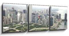 Obraz s hodinami 3D tdln - 150 x 50 cm F_BM9395824 - Amazing photo of Chicago  s downtown area along Lake Shore Drive - ڞasn fotka tvrti Chicago s centrem podl jezera Shore Drive