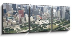 Obraz s hodinami 3D tdln - 150 x 50 cm F_BM9395863 - Downtown Chicago from the East via the air - Downtown Chicago z vchodu vzduchem