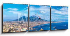 Obraz s hodinami   Napoli and mount Vesuvius in Italy, 150 x 50 cm