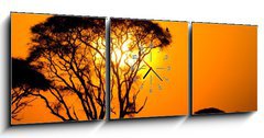 Obraz s hodinami 3D tdln - 150 x 50 cm F_BM9856280 - african sunset in savannah, kenya