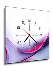 Obraz s hodinami 1D - 50 x 50 cm F_F100035774 - Awesome Abstract Blue Purple Wave Design - Úžasný abstraktní modrý fialový vlnový design