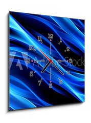 Obraz s hodinami 1D - 50 x 50 cm F_F100723342 - Art Abstract Blue Glow Wave Design Background - Umn abstraktn modr ze vlny pozad nvrhu