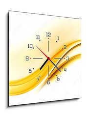 Obraz s hodinami 1D - 50 x 50 cm F_F100723495 - Awesome Abstract Yellow Wave Design - Úžasný abstraktní design žluté vlny