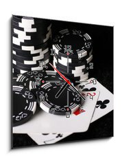 Obraz s hodinami 1D - 50 x 50 cm F_F10109872 - very bad start in poker - velmi patn start v pokeru