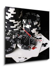 Obraz s hodinami 1D - 50 x 50 cm F_F10109872 - very bad start in poker - velmi špatný start v pokeru
