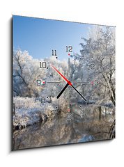 Obraz s hodinami 1D - 50 x 50 cm F_F10232237 - frost and a blue sky