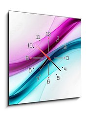 Obraz s hodinami 1D - 50 x 50 cm F_F103023658 - Abstract Blue Purple Wave Background Design - Abstraktní modrá fialová vlna pozadí návrhu